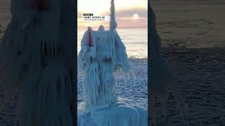 Winters Magic Michigan Lighthouse Covered in Glistening Ice [upl. by Ruder616]