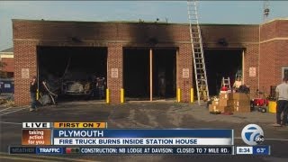 Plymouth fire truck burns inside station house [upl. by Mccall]