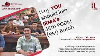 Why you should join the PGDMRM  IRMA  Admissions  PGDM [upl. by Korns]