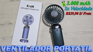 😱❄️VENTILADOR PORTÁTIL C BATERIA🔋 SUPER BARATO DA SHOPEE 🔥🥳5 Velocidades de Resfriamento shopee [upl. by Atekahs]