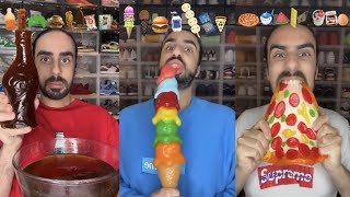 Eating the Worlds Weirdest GUMMIES and other ASMR snacks 🎮🦈🍡🍕 [upl. by Daigle]