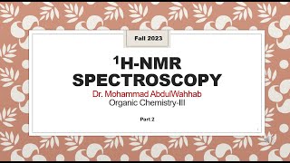 1HNMR spectroscopy for beginners  part 2 [upl. by Mark]