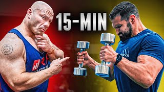 Mike Israetels INSANE 15Minute Arm Workout Too Hard To Finish [upl. by Otilopih313]