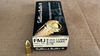 Velocity Testing Sellier amp Bellot 9mm Luger FMJ 115 grain SB9A Ammo [upl. by Ledif467]