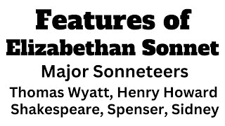 Elizabethan Sonnets Features Major Elizabethan Sonneteers Thomas Wyatt Henry Howard Shakespeare [upl. by Jenny]