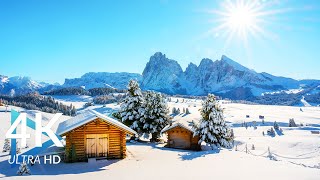 Winter Wonderland in the Alps ❄️ Switzerland Dolomites amp more in 4K with Relaxing Music [upl. by Ecirtemed214]