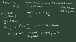 3 Ejercicio disoluciones III concentración en masa molaridad molalidad y fracción molar [upl. by Letreece]