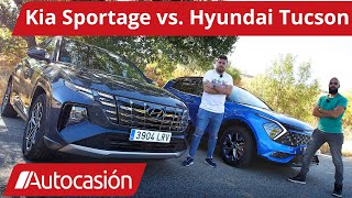 Kia SPORTAGE vs Hyundai TUCSON Comparativa SUV  Test  Review en español  Autocasión [upl. by Tiloine693]