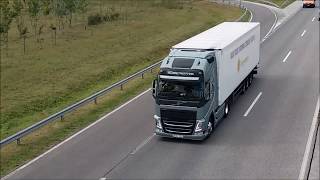 Volvo Trucks platooning in Hungary first time [upl. by Haggi]