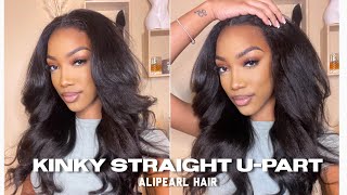 BEST KINKY STARIGHT U PART WIG  NO LACE NO GLUE  ALIPEARL HAIR [upl. by Petrina383]