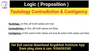 LOGIC DESCRETE MATHEMATICS  TAUTOLOGY CONTRADICTION AND CONTIGENCY LOGIC IN DESCRETE MATHEMATICS [upl. by Aretahs597]