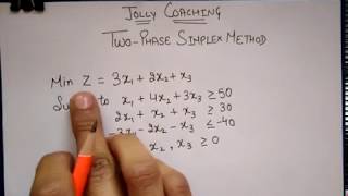 TWO PHASE SIMPLEX METHOD IN Hindi With solved NumericalTWO PHASE METHOD in OR by JOLLY Coaching [upl. by Notanhoj]