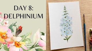 Day 8  Watercolor Delphinium [upl. by Veno]