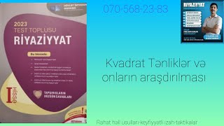 2023 Test Toplusu Kvadrat Tənliklər və onların araşdırılması maths dim geometryexam exam [upl. by Navap]