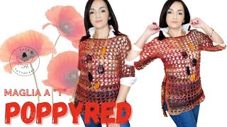 TUTORIAL Maglia a quotTquot Poppyred [upl. by Aniad]