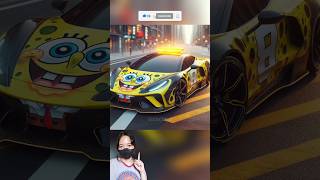 Tim Spongebob as police car 😨 shortvideo cartoon [upl. by Iahcedrom]