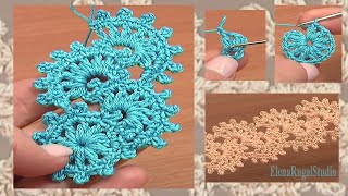 Crochet Puff Stitch Narrow Lace Tape Free Crochet Patterns [upl. by Anoi]