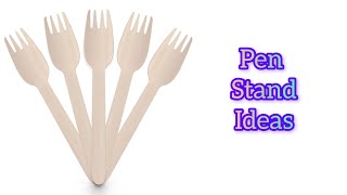 DIY Ice cream stick pen holder  Quick and Easy Pen Holder Making  wooden fork pen stand ideas [upl. by Mihcaoj398]