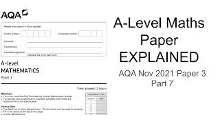 ALevel Maths Paper Explained AQA Nov 2021 Paper 3 Part 7 [upl. by Koziel127]