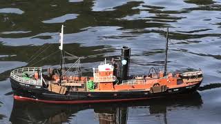 Nicely built RC Caldercraft Side Trawler has a run on the pond [upl. by Oilut886]