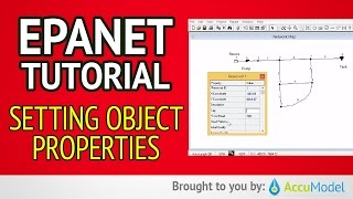 EPANET Tutorial 0205  Setting Object Properties  Hydraulic Modeling [upl. by Aniratak762]