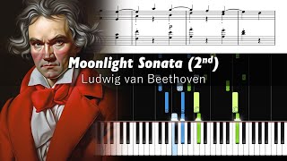 Beethoven  Moonlight Sonata 2nd Movement  Piano Tutorial with Sheet Music [upl. by Sylvan]