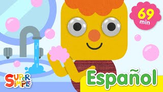 La Canción De Lavarse Las Manos Y Más  Música Para Niños  Super Simple Español [upl. by Amathiste]