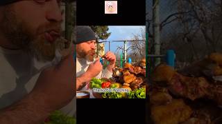 Barbecue of lamb ribs with potatoes in an oven by coolchef cooking lambribs asmr [upl. by Ulrich]