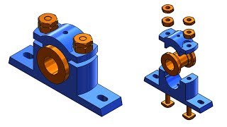 ⚡ SOLIDWORKS TUTORIAL 14  Design and assembly of Plummer block  Pedestal bearing [upl. by Katusha]