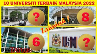 RANKING 10 UNIVERSITI TERBAIK DI MALAYSIA 2022  THE ARKIB [upl. by Alake]