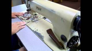 Pfaff 461 Industrial Sewing Machine with Table Leather Upholstery Webbing [upl. by Yltnerb774]