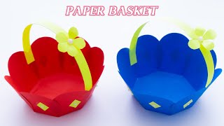 How To Make Easy Paper Basket  DIY Origami Basket  Paper Craft Ideas [upl. by Enytsirhc513]