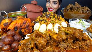 ASMR Eating Spicy Mutton Josh CurryWhole Chicken CurryBiryaniRice Big Bites ASMR Eating Mukbang [upl. by Yttam]