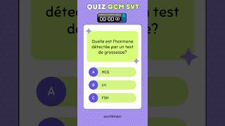 QUIZ QCM SVT Quelle est l’hormone détectée par un test de grossesse shorts grossesse hcg svt [upl. by Audra]