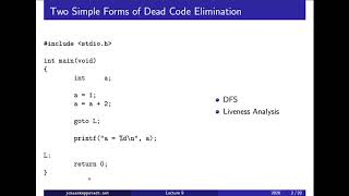 F09  1 Dead code elimination techniques level 3 [upl. by Rust]