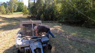 Raking and Baling Some Thick Fall Hay [upl. by Enomes]