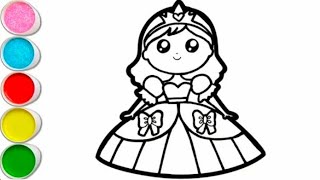 Beautiful Princess Drawing Painting Colouring for kids Toddlers  How to draw princess princessdraw [upl. by Ruggiero970]