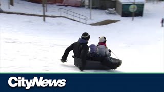 Toronto toboggan hills are busy again after ban lifted last week [upl. by Domella472]