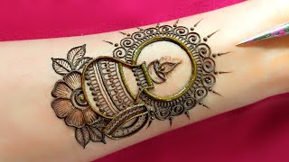 करवा चौथ मेहंदी डिजाइन  Karwa chauth mehndi design  Front hand mehndi  Arabic mehndi  mehndi [upl. by Atilemrac591]