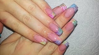 Rainbow Glitter Acrylics With Zebra Pattern [upl. by Yrrag883]