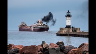 Listen to watch Undocking of The Wilfred Sykes at the Graymont dock Duluth departure as well [upl. by Nelyt]