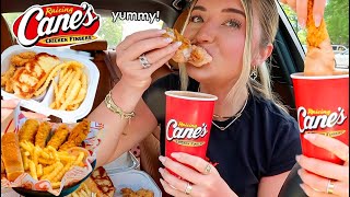 Raising Canes Mukbang w HUGE cup of canes sauce On VACA [upl. by Araid928]