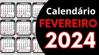 Calendário FEVEREIRO 2024 📆 Datas Importantes  Fases da Lua  Feriados [upl. by Laehplar947]