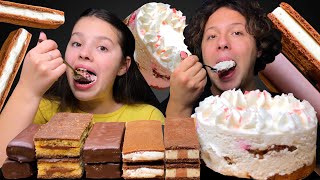 ASMR RASPBERRY CHEESECAKE KINDER MILK SLICE MINIONS CHOCOLATE CANDY BARS EATING MUKBANG 먹방 [upl. by Kulseth339]