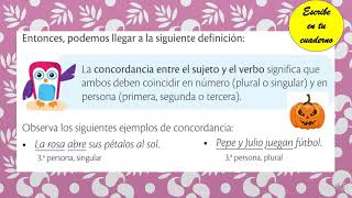 LA CONCORDANCIA ENTRE EL SUJETO Y EL VERBO [upl. by Kennan]