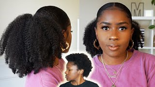 How to do a Low Sleek Fluffy Ponytail on Short 4C Natural Hair Under 10 BucksMona B [upl. by Sotnas]