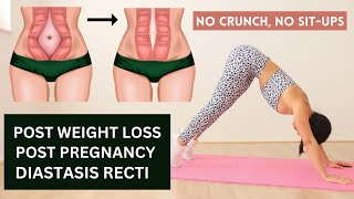 EASY exercises to flatten lower belly tighten loose skin midsection diastasis recti [upl. by Jones946]