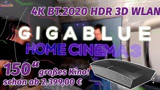 Gigablue Home Cinema 3 Triple LaserTV 4K 120Hz 3D Android 13 AppStreaming via WiFi [upl. by Surdna]