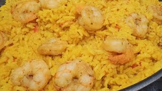 COMO HACER ARROZ AMARILLO CON CAMARONES VIGO YELLOW RICE food [upl. by Marienthal551]