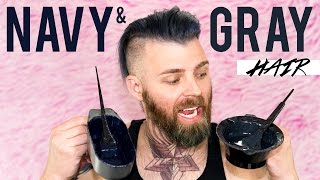 Dying My Hair Navy amp Gray using Arctic Fox Hair Color   TheRyanMorgan [upl. by Nikral]